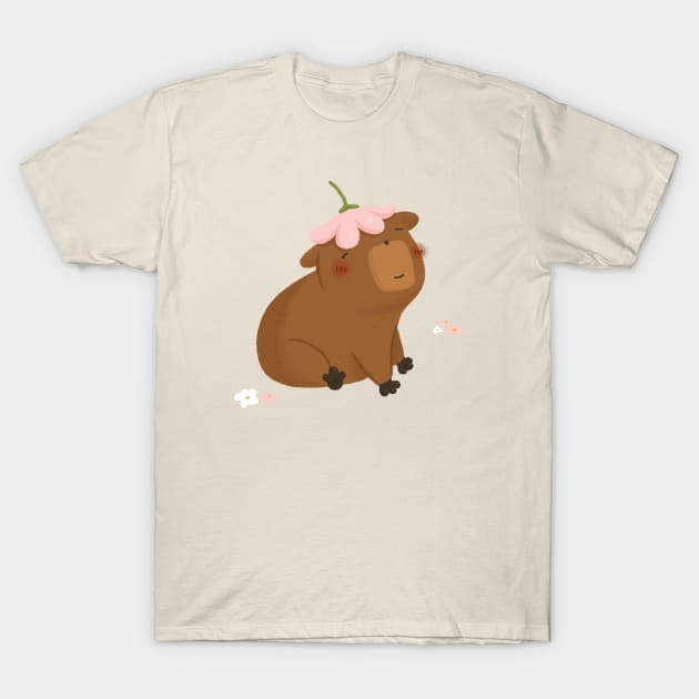 Capybara Flower T-Shirt by laiberry